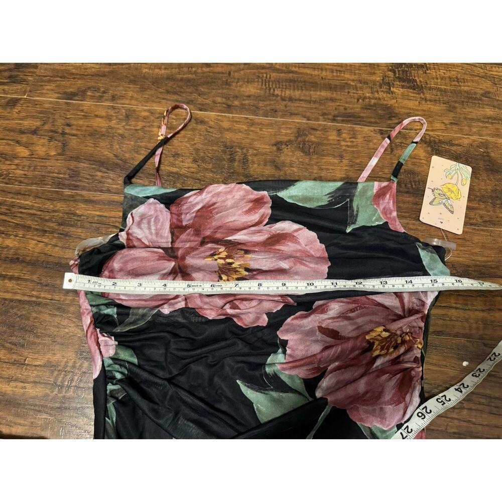 Persaya Floral Sleeveless Dress Black Purple Maxi Size Large - Picture 7 of 8